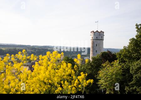 Vue sur la « Mehlsack » - site historique et la plus célèbre tour de Ravensburg, Allemagne Banque D'Images