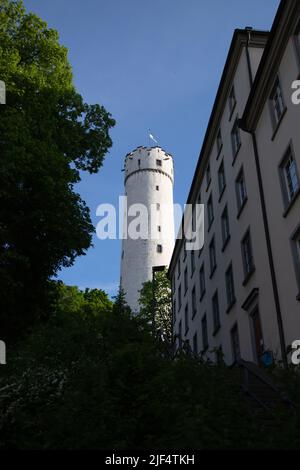 Vue sur la « Mehlsack » - site historique et la plus célèbre tour de Ravensburg, Allemagne Banque D'Images