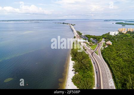 Fort ft. Myers Florida, McGregor Boulevard Sanibel Island Causeway, porte à péage, vue aérienne depuis le dessus, paysage naturel Banque D'Images