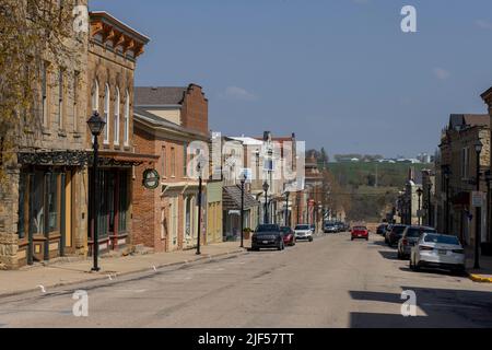 Mineral point, Wisconsin Mineral point est une ville du comté d'Iowa, Wisconsin, États-Unis. Troisième ville la plus ancienne du Wisconsin. Rue principale Banque D'Images