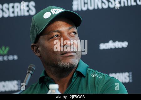 Jersey, États-Unis. 29th juin 2022. Brian Lara participe à la conférence de presse Icons Series au Liberty National Golf Club, Jersey City. Crédit : SOPA Images Limited/Alamy Live News Banque D'Images