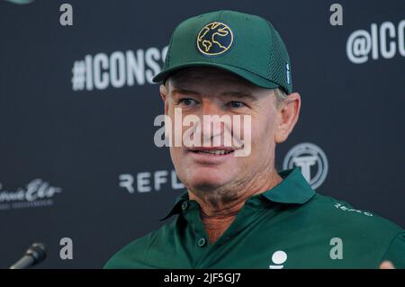 Jersey, États-Unis. 29th juin 2022. Ernie Els participe à la conférence de presse Icons Series au Liberty National Golf Club, Jersey City. Crédit : SOPA Images Limited/Alamy Live News Banque D'Images