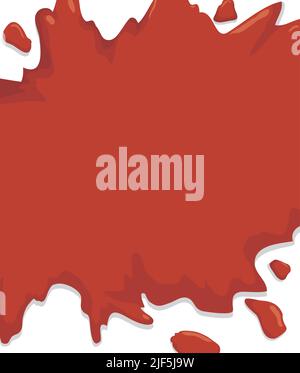 Éclaboussures rouges comme le jus rouge, le ketchup ou le sang dans un style de dessin animé. Modèle sur fond blanc. Illustration de Vecteur