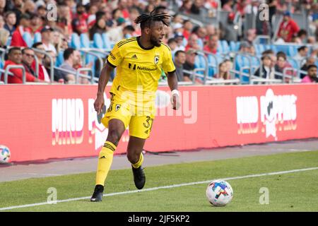 Toronto, Ontario, Canada. 29th juin 2022. Steven Moreira (31) en action pendant le match MLS entre le FC de Toronto et le SC de Columbus. Le match s'est terminé en 2-1 pour Columbus SC. (Image de crédit : © Angel Marchini/ZUMA Press Wire) Banque D'Images