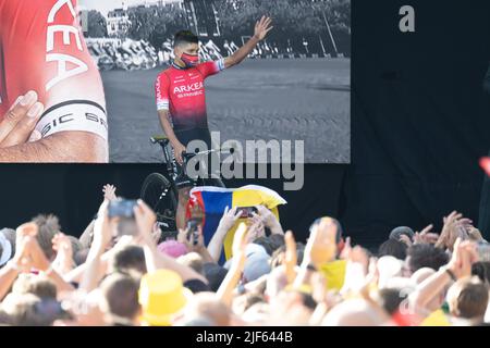 Copenhague, Danemark. 28/06/2022, Tour de France 2022, Copenhague, Danemark. Team Arkea Samsic est sur scène lors des présentations de l'équipe. Rider Nairo QUINTANA arrive sur scène crédit: Peter Goding/Alay Live News Banque D'Images