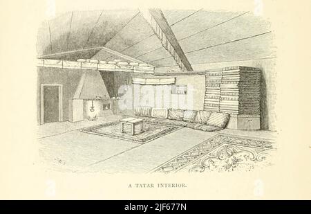 Tatar Interior dans le livre la Crimée et la Transcaucasie; étant le récit d'un voyage dans le Kouban, à Gouria, Géorgie, Arménie, Ossety, Imeritia, Swannety, et Mingrelia, et dans la gamme Taurique par John Buchan Telfer, Date de publication 1876 Editeur Londres : H.S. Chambre avec lit King Size et Banque D'Images
