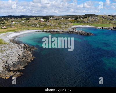 Norvège vue sur l'île de Karmoy. Plage à Sandve. Banque D'Images
