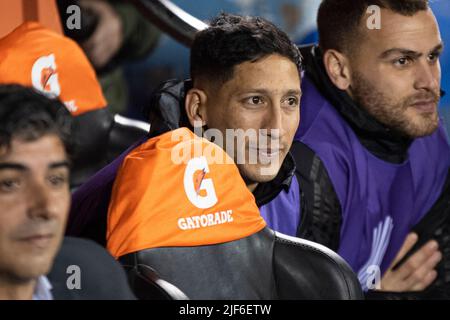 Buenos Aires, Argentine. 29th juin 2022. Rodrigo Aliendro de River plate lors d'un tour de seize première étape de match entre Velez et River plate dans le cadre de Copa CONMEBOL Libertadores 2022 au stade Jose Amalfitani. (Note finale : Velez 1 - 0 River plate). Crédit : SOPA Images Limited/Alamy Live News Banque D'Images