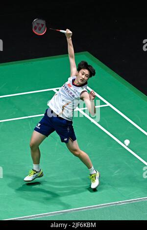 Kuala Lumpur, Malaisie. 30th juin 2022. Chen Yufei, de Chine, revient lors du match de 16 des femmes célibataires contre Busanan Ongbamrungphan en Thaïlande à l'Open 2022 de Malaisie à Kuala Lumpur, Malaisie, 30 juin 2022. Credit: Zhu Wei/Xinhua/Alay Live News Banque D'Images