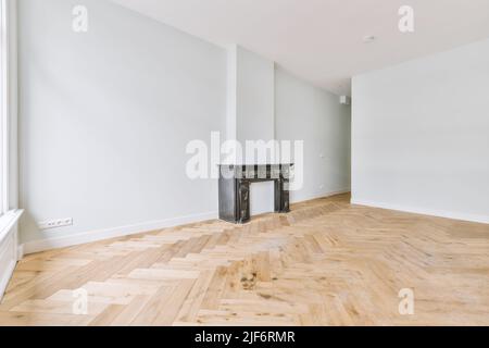 Chambre moderne non meublée avec étagère située dans le salon lumineux Banque D'Images