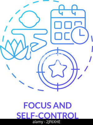 Icône de concept de gradient bleu de mise au point et d'auto-contrôle Illustration de Vecteur