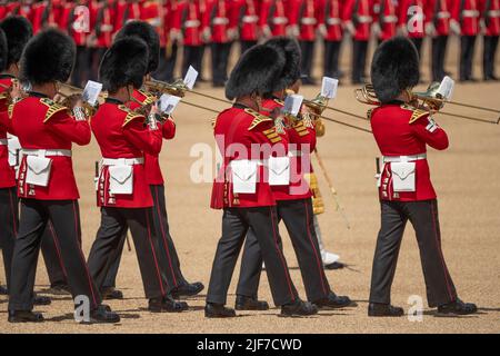 Horse Guards Parade, Londres, Royaume-Uni. 2 juin 2022. Trooping The Color, la parade d’anniversaire de la Reine, qui a eu lieu en année du Jubilé de platine. Banque D'Images
