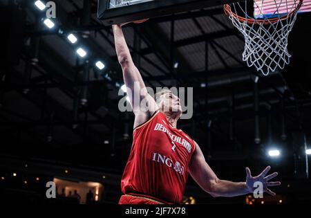 Tallinn, Estonie. 30th juin 2022. Basketball : qualification à la coupe du monde, Estonie - Allemagne, Europe, ronde 1st, Groupe D, Rencontre 5. Johannes Voigtmann d'Allemagne en action. Crédit : Hendrik Osula/dpa/Alay Live News Banque D'Images