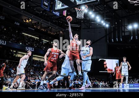 Tallinn, Estonie. 30th juin 2022. Basketball : qualification à la coupe du monde, Estonie - Allemagne, Europe, ronde 1st, Groupe D, Rencontre 5. Jutus Hollatz, d'Allemagne, en action. Crédit : Hendrik Osula/dpa/Alay Live News Banque D'Images