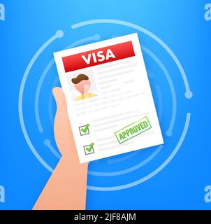 Presse-papiers avec demande de visa. Approbation de voyage. Visa d'immigration. Illustration du stock vectoriel. Illustration de Vecteur