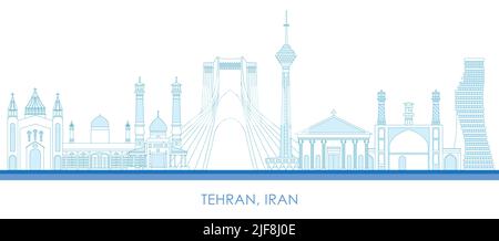 Aperçu Skyline panorama de la ville de Téhéran, Iran - illustration vectorielle Illustration de Vecteur