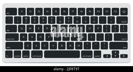 Clavier moderne et léger. Vue de dessus clavier sans fil Nouveau modèle avec aluminium isolé avec masque sur fond blanc Illustration de Vecteur