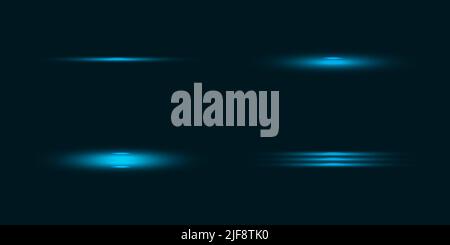 Kit de lentilles horizontales bleues. Rayons de lumière horizontaux. Vecteur, eps10. Illustration de Vecteur