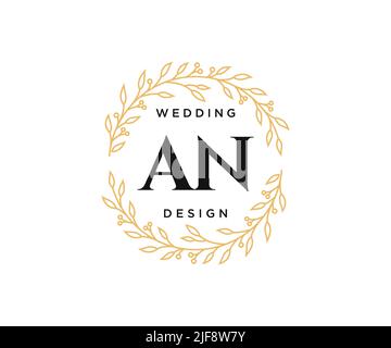 UNE lettre initiale mariage monogramme collection de logos, dessin à la main moderne minimaliste et modèles floraux pour cartes d'invitation, Save the Date, élégant Illustration de Vecteur