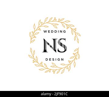 NS initiales lettre mariage monogramme collection de logos, dessin à la main moderne minimaliste et modèles floraux pour cartes d'invitation, Save the Date, élégant Illustration de Vecteur