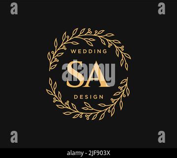 Sa lettre initiale mariage monogramme de mariage collection de logos, dessin à la main moderne minimaliste et modèles floraux pour cartes d'invitation, Save the Date, élégant Illustration de Vecteur