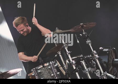 Stockholm, Suède. 06th septembre 2017. Ben Thompson, du Two Door Cinema Club, se produit au Popaganda Festival de Stockholm. (Photo de Valeria Magri/SOPA Images/Sipa USA) crédit: SIPA USA/Alay Live News Banque D'Images