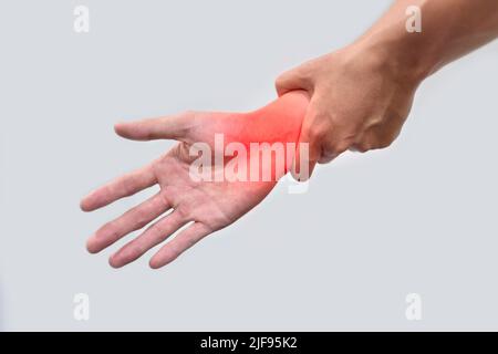 Inflammation de l'articulation du poignet. Concept de douleur articulaire ou arthrose. Banque D'Images