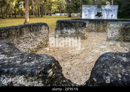 Ruines d'une maison d'esclaves à Kingsley Plantation sur l'île de fort George à Jacksonville, Floride.(ÉTATS-UNIS) Banque D'Images