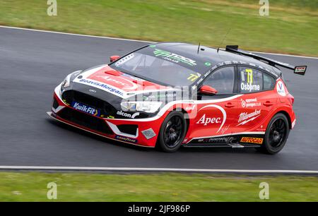 BTCC, British Touring car Championship 2022, Motorbase Performance team, numéro 77 Sam Osborne Racing dans le Ford Focus à Croft. Banque D'Images