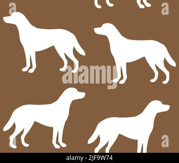 Motif vectoriel sans couture de silhouette plate de chien labrador isolé sur fond marron Illustration de Vecteur