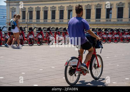 Barcelone va pour le projet de vélo électrique Zero Energy Banque D'Images