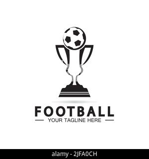 Modèle d'icône de vecteur logo du logo Trophée de football ou de championnat de football. trophée de football des champions pour le gagnant Illustration de Vecteur