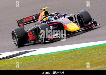 Ayumu Iwasa de Dam en action pendant la séance d'entraînement de F2 en prévision du Grand Prix britannique 2022 à Silverstone, à Towcester. Date de la photo: Vendredi 1 juillet 2022. Banque D'Images