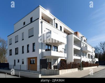 Immeubles d'appartements dans une nouvelle zone de développement, Gelsenkirchen, région de la Ruhr, Rhénanie-du-Nord-Westphalie, Allemagne Banque D'Images