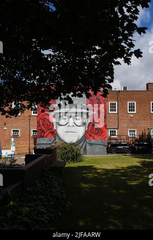 Watford, Royaume-Uni, 1st juillet 2022, la fresque de Sir Elton John a révélé aujourd'hui. La fresque a été créée par Murmuros devant les concerts d’Elton John à Vicarage Road. , Andrew Lalchan Photography/Alamy Live News Banque D'Images