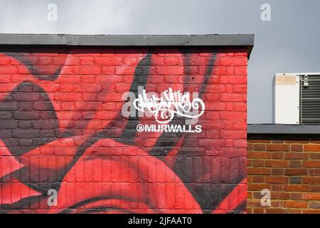 Watford, Royaume-Uni, 1st juillet 2022, la fresque de Sir Elton John a révélé aujourd'hui. La fresque a été créée par Murmuros devant les concerts d’Elton John à Vicarage Road. , Andrew Lalchan Photography/Alamy Live News Banque D'Images