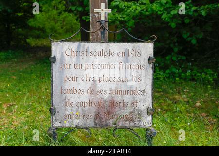 Albut, plaque avec inscription, Altes Lager, qui fait partie de l'ancienne zone d'entraînement militaire de Muensingen, ancienne installation militaire et caserne Banque D'Images