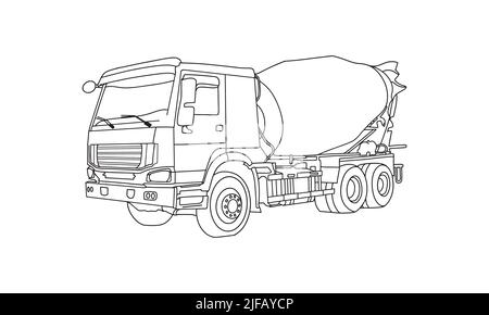 Illustration d'un dessin au trait du véhicule de construction Illustration de Vecteur