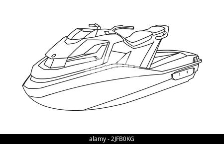 Illustration de la ligne d'esquisse du Speed Boat Illustration de Vecteur