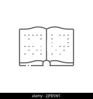 Icône de ligne de livre en braille. Signe de style linéaire pour le concept mobile et la conception web. Icône vectorielle des pages de livre non-affichées. Symbole, illustration du logo. Vecteur g Illustration de Vecteur