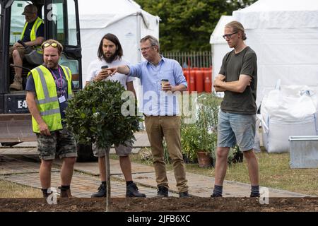 Hugh Fearnley-Whittingstall a créé RHS River Cottage Market Garden cette année au RHS Hampton court Garden Festival avec le jardinier Adam Crofts, au Royaume-Uni Banque D'Images