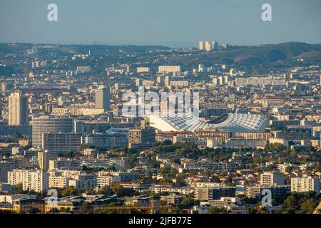 France, Bouches du Rhône, Marseille, vue générale et vélodrome de la Crète de Sormiou Banque D'Images