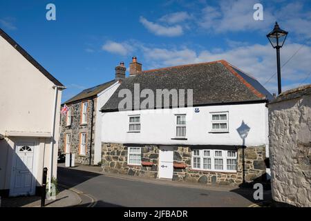 Un cottage en pierre dans le village cornish de Million. Sur la péninsule de Lizard. Cottage Smugglers. Banque D'Images