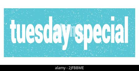 texte spécial du mardi inscrit sur le timbre bleu grungy. Banque D'Images