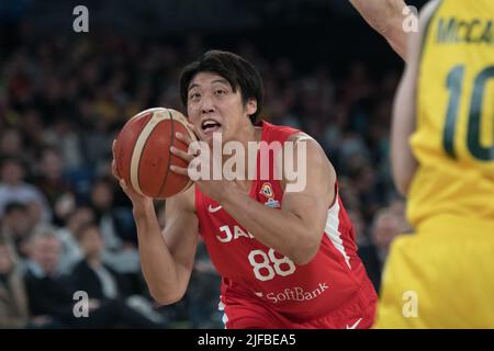 Melbourne, Australie. 01st juillet 2022. Tenketsu Harimoto du Japon l'équipe de basket-ball en action pendant la coupe du monde 2023 qualification de la FIBA Groupe B Window 3 match entre l'Australie et le Japon tenu à John Cain Arena. (Note finale Australie 98:52 Japon) Credit: SOPA Images Limited/Alay Live News Banque D'Images