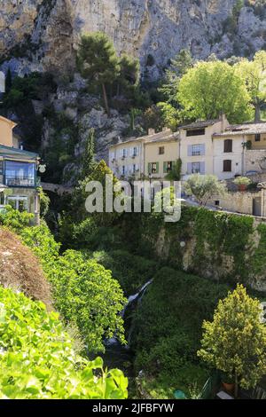 France, Alpes de haute Provence, Moustiers Sainte Marie pendant la crise du COVID 19 ou du coronavirus en avril 2020, période de confinement Banque D'Images