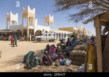 Chad, Ennedi, Wadi Hawar, Amdjarass, village indigène d'Idriss Deby, le marché Banque D'Images