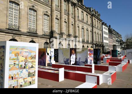 France, Bas Rhin, Strasbourg, vieille ville classée au patrimoine mondial de l'UNESCO, terrasse du Palais Rohan, Editions 2024 Jeux Banque D'Images