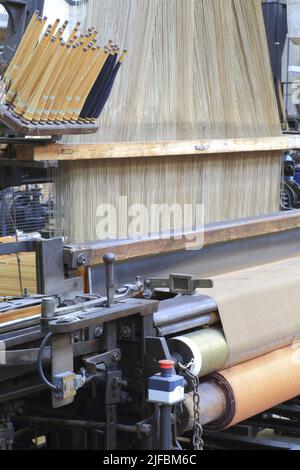 France, Nord, Roubaix, la Manufacture (musée de la mémoire et de la création textile) installé dans les anciens locaux de la société textile Craye et fils (début 20th siècle), métier à tisser électrique Jacquard (1910) Banque D'Images