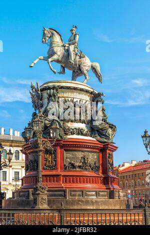 Monument à l'empereur Nicholas I à Saint-Pétersbourg Banque D'Images